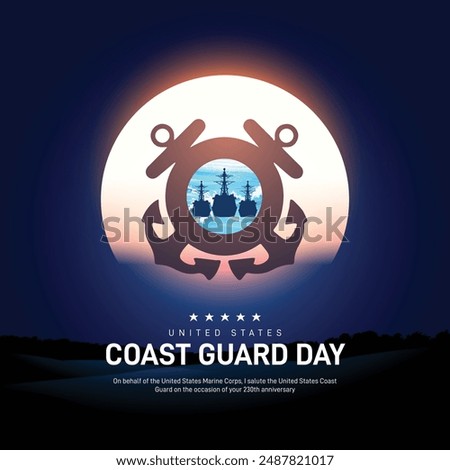 U.S. Coast Guard Day creative banner, poster, social media post, template, background, logo, greetings card, t-shirt design etc. 