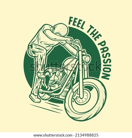 kickstart motorcycle vintage vector illustration