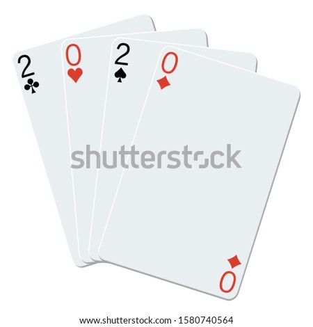 2020 playing cards on a white background  商業照片 © 