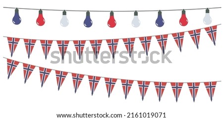 3D Garlands of Norway on a white background 