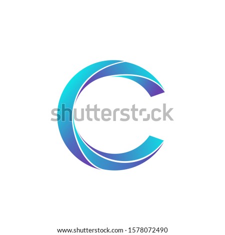 Initial Letter C uppercase gradient blue abstract logo design. Simple clean modern vector icon template