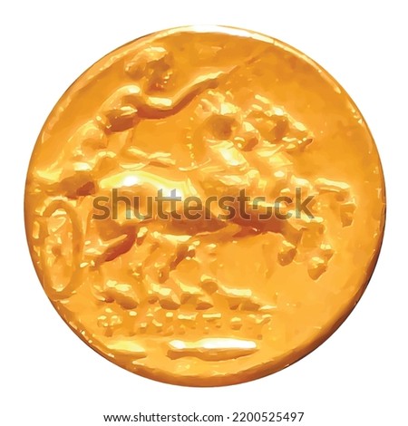 Reverse of Macedonian stater coin minted at the times of Philip II of Macedon. Isolated in white background.