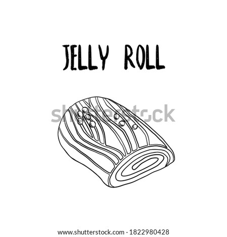 Swiss roll outline vector illustration. Sponge cake. Jelly roll.