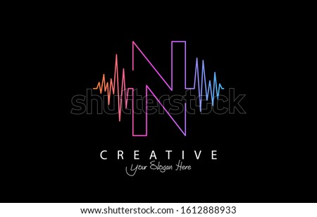 Letter N Trendy Design Logo Concept. Creative Icon Logo with Sound Wave Vector Illustration.