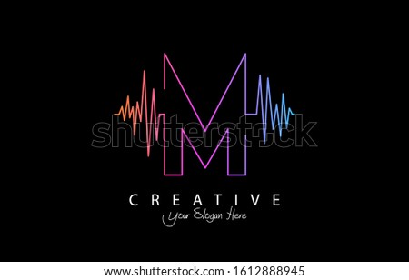Letter M Trendy Design Logo Concept. Creative Icon Logo with Sound Wave Vector Illustration.