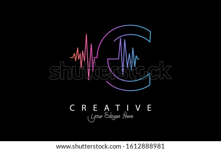 Letter C Trendy Design Logo Concept. Creative Icon Logo with Sound Wave Vector Illustration.