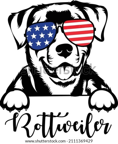 Rottweiler Peeking And Paws Vector Image Rottweiler In Sunglasses Usa Flag Cricut Clipart Silhouette Rottweiler Head Outline