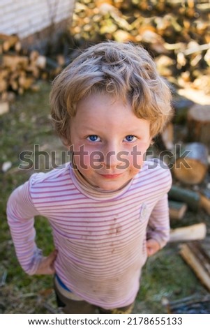 Similar – Image, Stock Photo Little girl with dirty and sad face. She is going to burst out crying that her favourite food is over