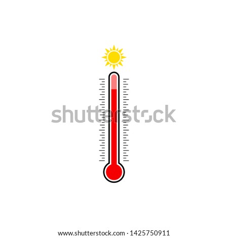 Thermometer icon. Hot weather.  Vector illustration. 