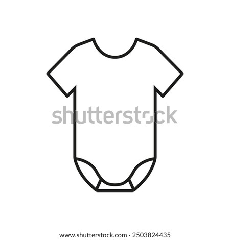 Baby bodysuit. Baby body onesie with short sleeves. Vector. Line style.