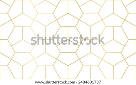 Seamless geometric pattern with hexagon grid line, Seamless vector background. Gold texture. Graphic modern pattern. Simple lattice graphic design for decor, print, package