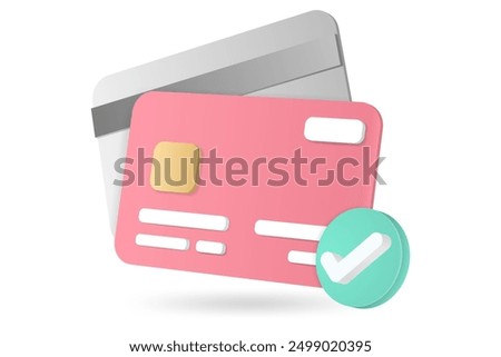 3d minimal credit card concept of online successful payment, online payment concept. money financial security for online shopping.