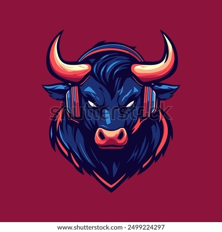 mascot bull esports logo template