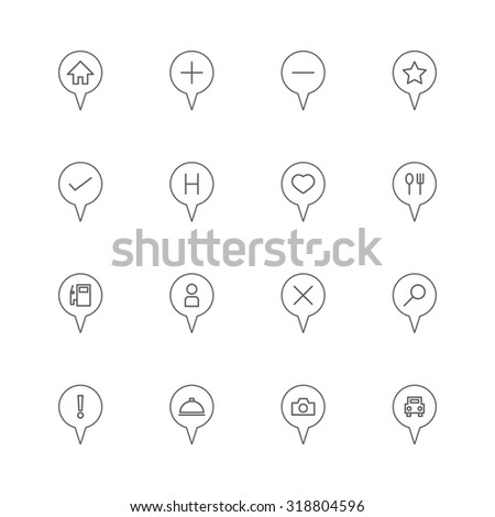 map pin location icons set
