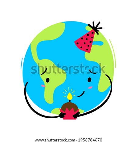 Earth's Day Hand Lettering with birthday earth hand draw. Vector. Photo stock © 