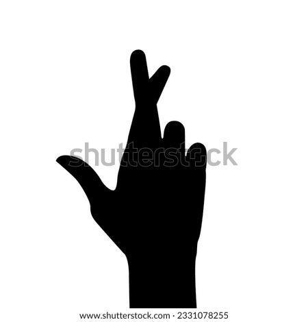 Vector flat illustration of hand's silhouette with fingers crossed. Vector design element for infographic, web, internet, presentation.