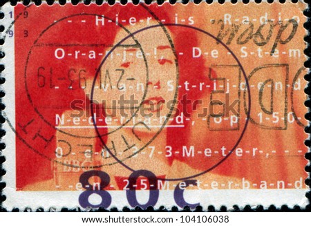 NETHERLANDS - CIRCA 1993: a stamp printed in the Netherlands shows Radio Orange, Dutch broadcasts from London during Second World War, Broadcaster , circa 1993