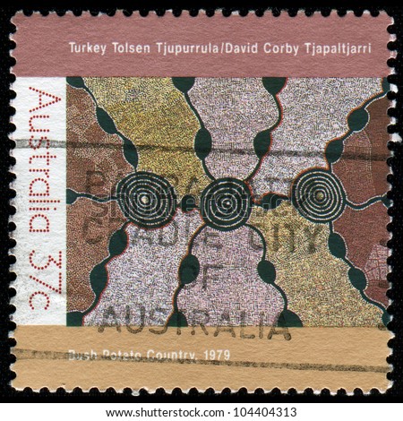 AUSTRALIA - CIRCA 1988: A stamp printed in Australia shows Art of Desert, Aboriginal Paintings from Central Australia \