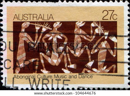 AUSTRALIA - CIRCA 1982: A stamp printed in  Australia shows Mimi Spirits Dancing, Music and Dance, Aboriginal Culture, circa 1982