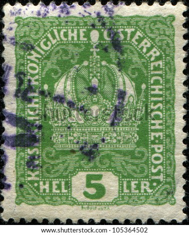 AUSTRIA - CIRCA 1916: A stamp printed in Austria shows Austrian Imperial Crown, circa 1919