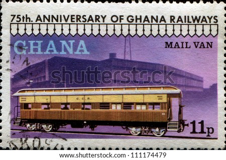 GHANA - CIRCA 1978: A stamp printed in Ghana shows  Mail Van Type 370 , circa 1978