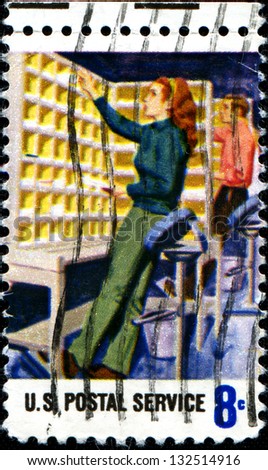 USA - CIRCA 1973: A stamp printed in United States of America shows Manual Letter Routing, Postal Service Employees, circa 1973