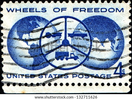 USA - CIRCA 1960: A stamp dedicated to The Freedom Wheels Program is an initiative set up by the Technical Aid to the Disabled (TAD) organization with disabilities modified bikes, circa 1960