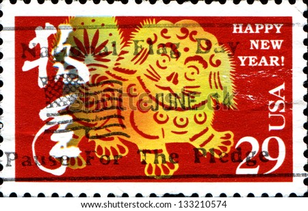 USA - CIRCA 1994: A stamp printed in United States of America shows dedicated to Year of the Dog, circa 1994