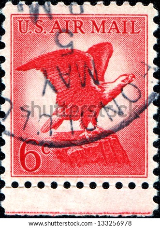 USA - CIRCA 19: A stamp printed in United States of America shows Bald Eagle, circa 1963