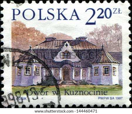 POLAND - CIRCA 1997: A stamp printed in Poland  shows house in village Kuznocinie, circa 1997