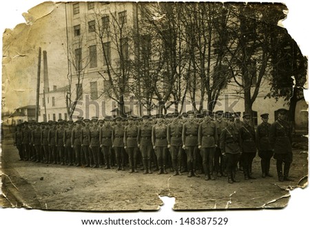 USSR - CIRCA 1930s:  Vintage photo shows commissioned soldiers of the Red Army, 1930s
