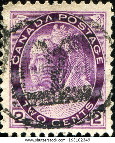 CANADA - CIRCA 1897: A stamp printed in the Canada shows Queen Victoria, Queen of England, circa 1897