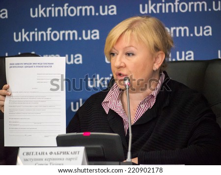 UKRAINE, KYIV - October 1, 2014: Svetlana Fabricant - deputy of head of political party \
