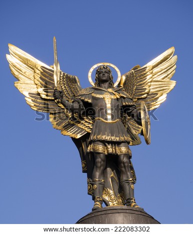 Archangel  St. Michael statue in Independence Square.