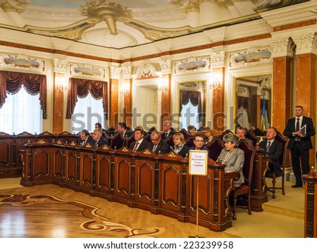KIEV , UKRAINE - October 13, 2014: Judges of the Supreme Court of Ukraine. -- Visiting session of the Cabinet of Ukraine with the participation of judges of the Supreme Court.