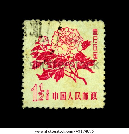 CHINA - CIRCA 1950s: A stamp printed in China shows peony, circa 1950s.