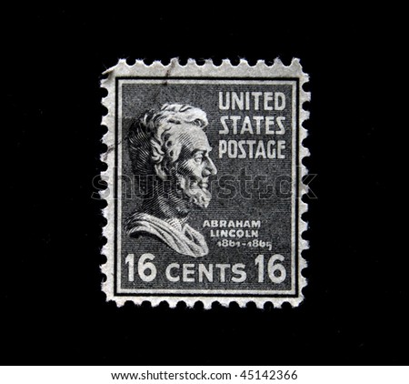 UNITED STATES OF AMERICA - CIRCA 1963: A stamp printed in the USA shows image of President Abraham Lincoln, circa 1963