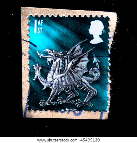 BRITISH - CIRCA 1990s: A stamp printed in United Kingdom shows dragon, circa 1990s