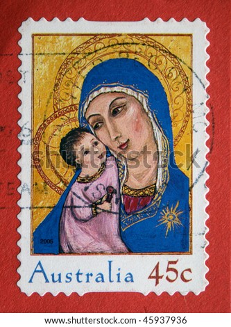 Australia - Circa 2005: A Greeting Christmas Stamp Printed In Australia ...