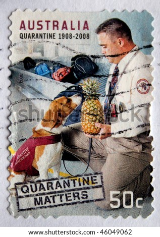 AUSTRALIA - CIRCA 2008: A stamp printed in Australia shows carantine inspection in airport, circa 2008