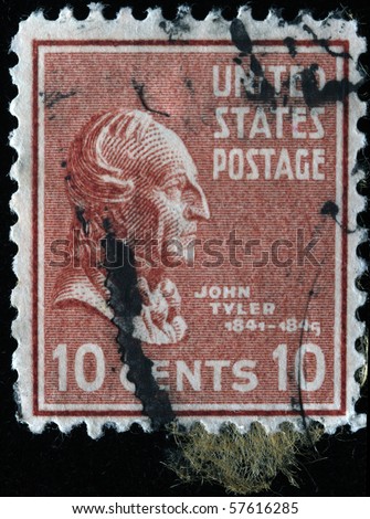 UNITED STATES OF AMERICA - CIRCA 1932: A stamp printed in the USA shows image of President John Tyler, circa 1932