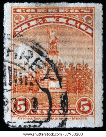 MEXICO - CIRCA 1915: A stamp printed in Mexico shows Monument of Jose Maria Morelos, circa 1915