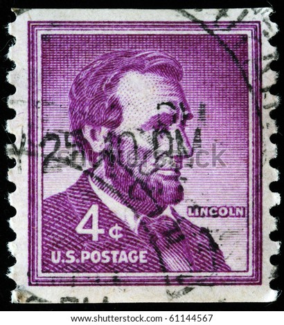 UNITED STATES OF AMERICA - CIRCA 1925: A stamp printed in the USA shows image of President Abraham Lincoln, circa 1925