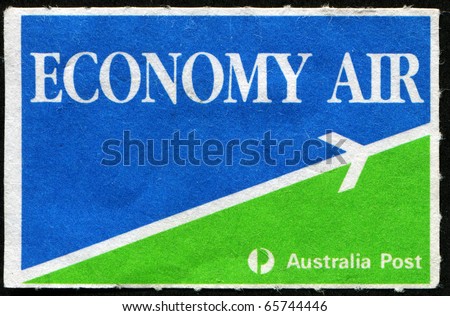 AUSTRALIA - CIRCA 2000s: A label  printed in Australia Economy Air, circa 2000s