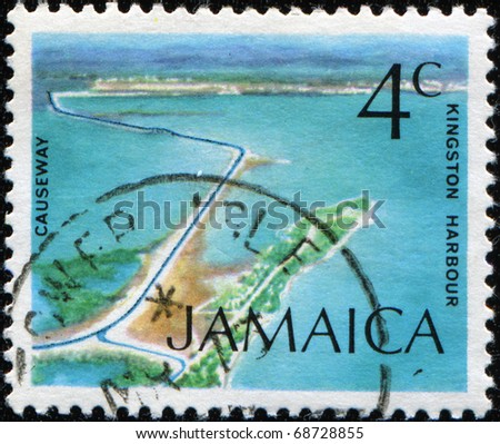 JAMAICA - CIRCA 1972: A stamp printed in JAMAICA shows Causeway, Kingston Harbor, circa 1972