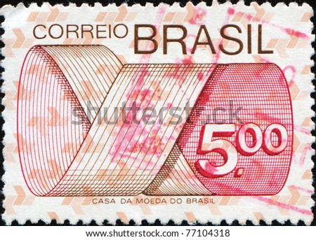 BRAZIL - CIRCA 1972: A stamp printed in Brazil have background of multiple Push-to-talk symbols, circa 1972.