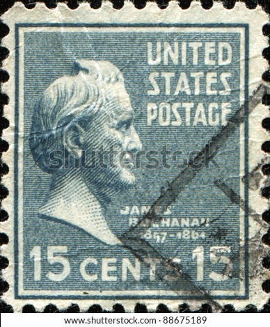 UNITED STATES OF AMERICA - CIRCA 1931: A stamp printed in the USA shows  President James Buchanan, circa 1931