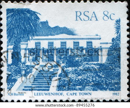 SOUTH AFRICA - CIRCA 1982: A stamp printed in South Africa shows Leeuwenhof, Cape Town - official residence of the Premier of the Western Cape, circa 1982
