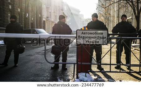 KIEV, UKRAINE - December 1, 2014: Amnesty International activists held a public rally on the anniversary of the events on the street Bankova  during Euromaidan