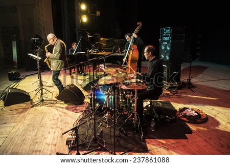 KIEV, UKRAINE - December 13, 2014: Steve Houben Quartet performs in Kiev. International jazz festival Jazz Bez held in capital of Ukraine.